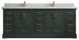 Fenway 84 Double Sink Bath Vanity in Pewter Green 2" Carrara Quartz