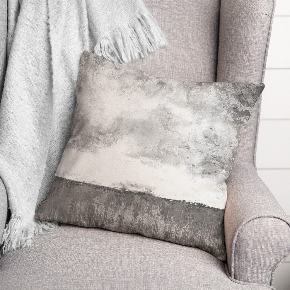 Abstract Gray Horizon 18x18 Spun Poly Pillow