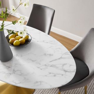 Lippa 60" Oval Dining Table, Gold White