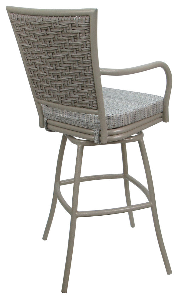 Outdoor Patio Bar Stool Elon With Arms, Natural Fun Beige, 34"