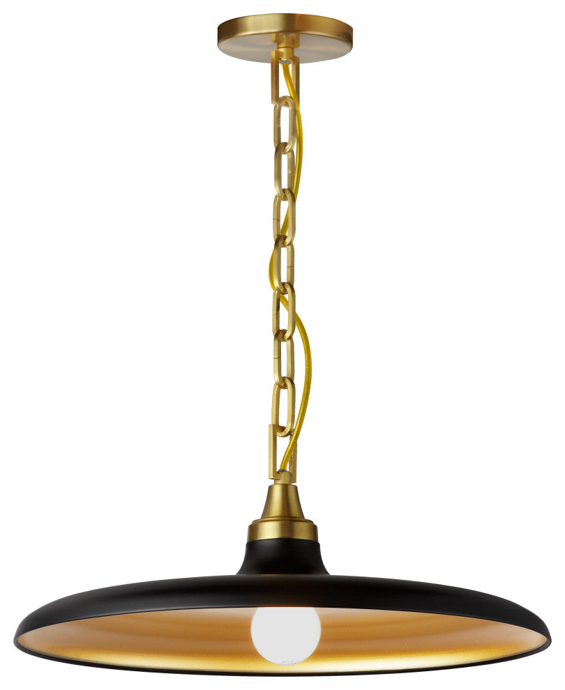 Quentin Contemporary 1 Light Matte Black Aged Brass Metal Pendant