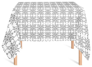 Distressed Tile Pattern Gray 58x58 Tablecloth