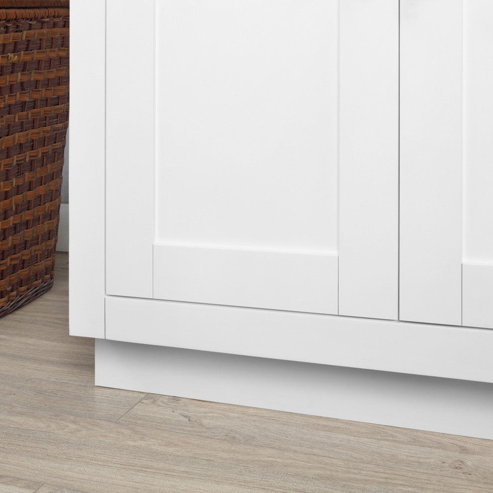 Ove Decors Bailey 60" Double Sink Vanity, White With Nickel Hardware