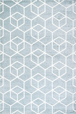 Tumbling Blocks Modern Geometric Light Blue/White 3'x5' Area Rug