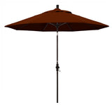 9' Bronze Collar Tilt Crank Aluminum Umbrella, Pacifica, Brick