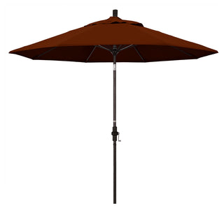 9' Bronze Collar Tilt Crank Aluminum Umbrella, Pacifica, Brick