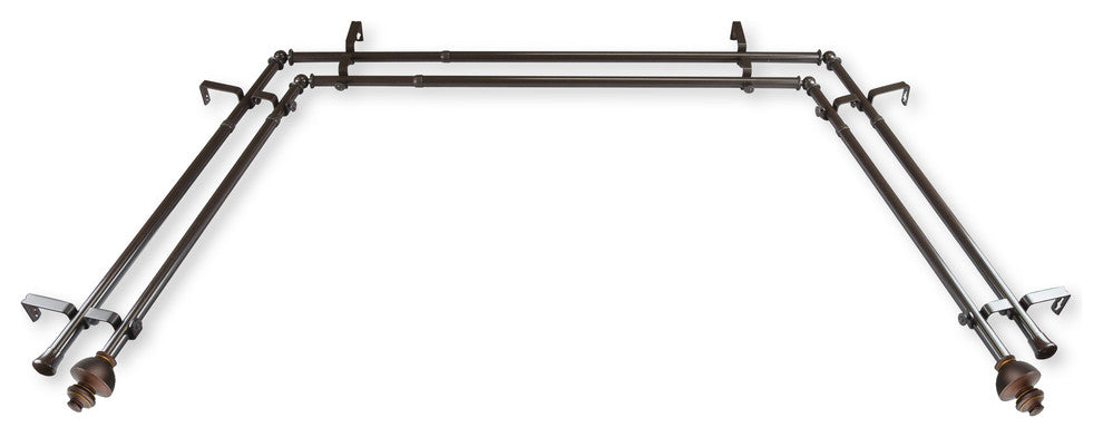 Madalena 13/16" Bay Window Double Curtain Rod, Cocoa