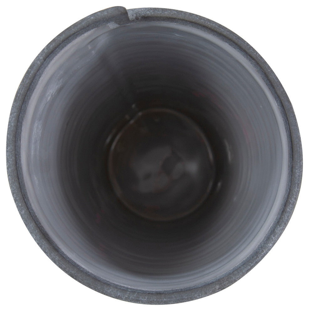 Rolled Two Tone Gray Vase, Large