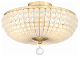 Bella 3-Light Antique Gold Ceiling Mount, Frosted Glass Beads