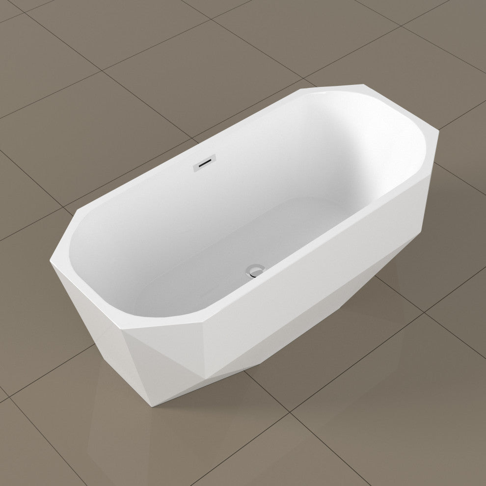 63" Streamline Soaking Freestanding Tub, Internal Drain