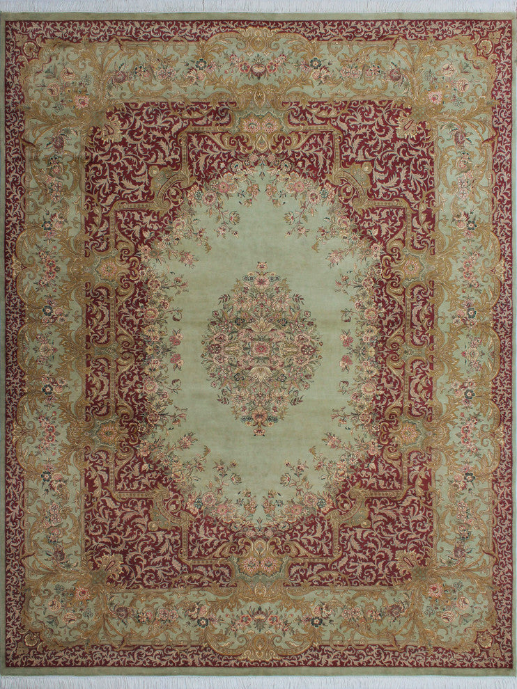 Pak-Persian Abusan Light Green Rug, 9'0x11'10