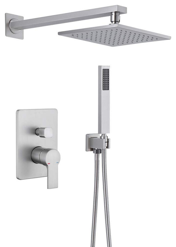 Pressure Balanced Shower System with Handheld Shower, Brushed Nickel