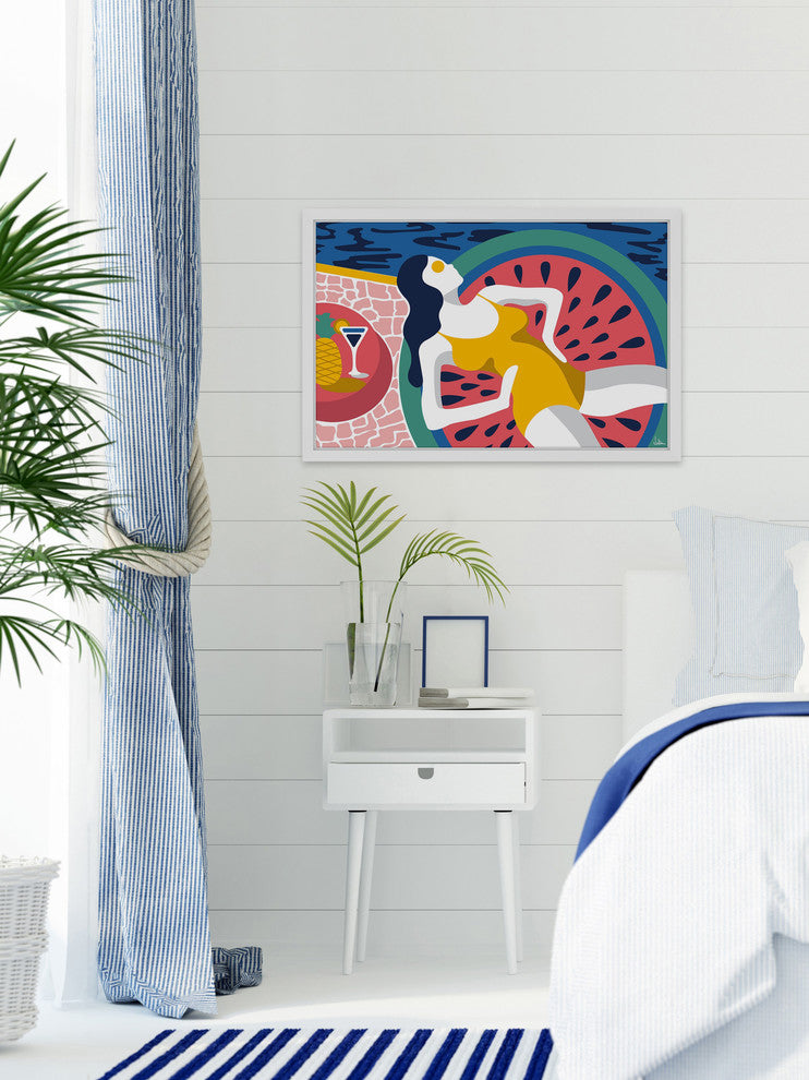 "To Swim and Sunbathe" Framed Painting Print, 45"x30"