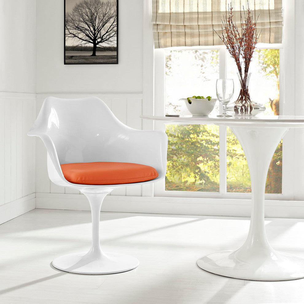 Modern Urban Contemporary Dining Vinyl Armchair, Orange Plastic