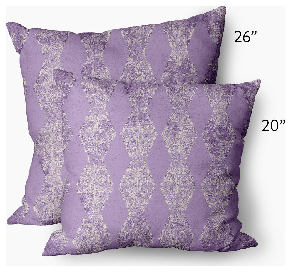 Pyramid Stripe Indoor/Outdoor Throw Pillow, Purple, 20x20"
