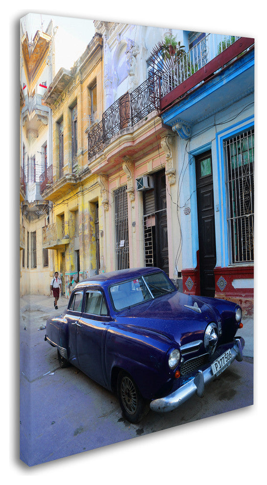 ''Vatage Blue Studebaker In Havana'' Canvas Art, 19x12