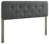 Collins Tufted King Fabric and Wood Headboard-Gray Charcoal