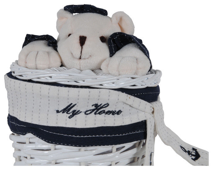 Anne Home, Set Of 4 Oval Willow Baskets With Bear Design