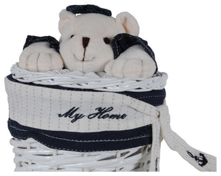 Anne Home, Set Of 4 Oval Willow Baskets With Bear Design