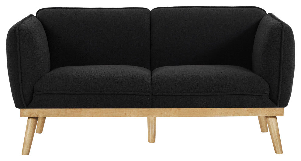 Nolita Boucle Fabric Upholstered Loveseat, Black