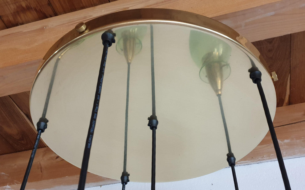 Brass and Glass Italian Mid-Century Modern Flush Mount, Arredoluce