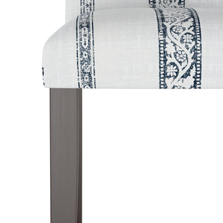Janet Camel Back Bar Stool, Block Print Stripe Light Gray