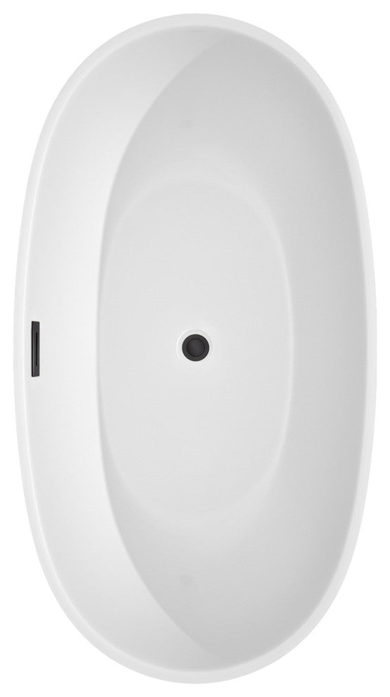 Juno Freestanding Bathtub, Matte Black Trim, 59", Faucet in Matte Black