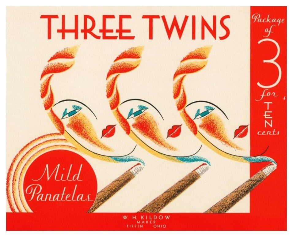"Three Twins Mild Panatelas" Digital Paper Print by Retrolabel, 24"x20"