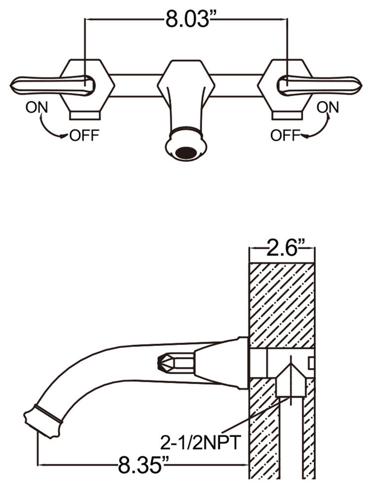 2-Handle Newly Trendy Wall Mounted Bathroom Faucet, Matte Black