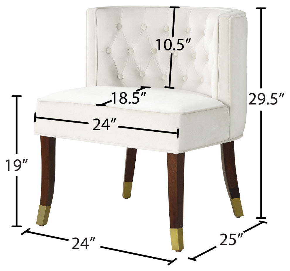 Perry Velvet Upholstered Dining Chair (Set of 2), Cream