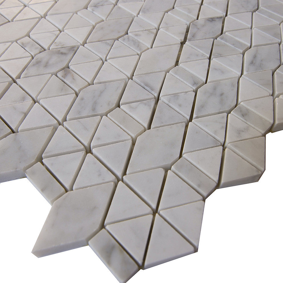 Carrara White Marble Mosaic Tile, Triangle, Polished, Sample