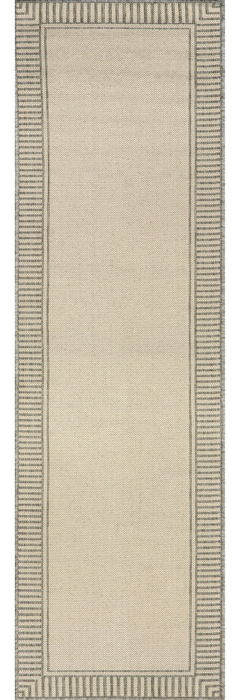 Nuloom Asha Simple Border Indoor/Outdoor Area Rug, Light Grey 2'x8'