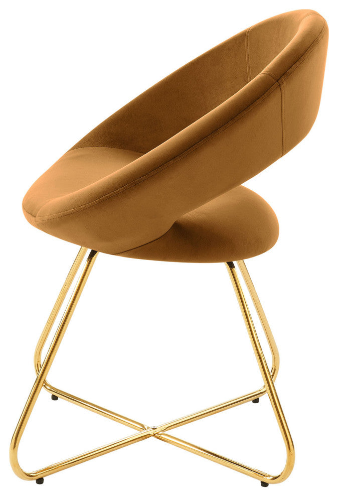 Dining Chair, Set of 2, Gold Brown, Velvet, Modern, Cafe Bistro Hospitality