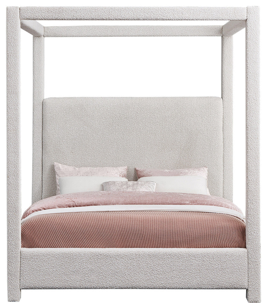 Eden Boucle Fabric Upholstered Bed, Cream, Queen