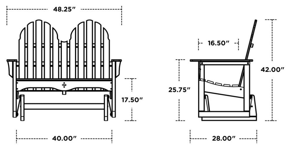 Cape Cod Adirondack 48" Glider, Classic White