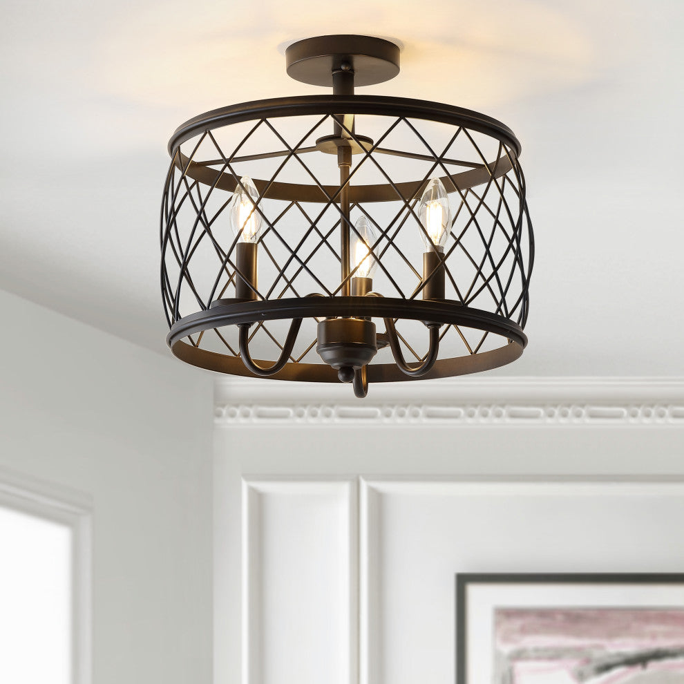 Eleanor 15" Metal LED Flush Mount Ceiling Light, Oil Rubbed Bronze