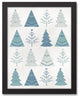 Blue Graphic Tree Print 11x14 Black Framed Canvas