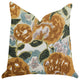 Dahlia Jardin Floral Brown and Green Luxury Throw Pilow, 16"x16"