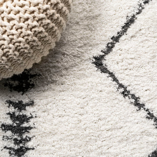Calvia Moroccan Diamond Shag, White/Black, 4'x6'