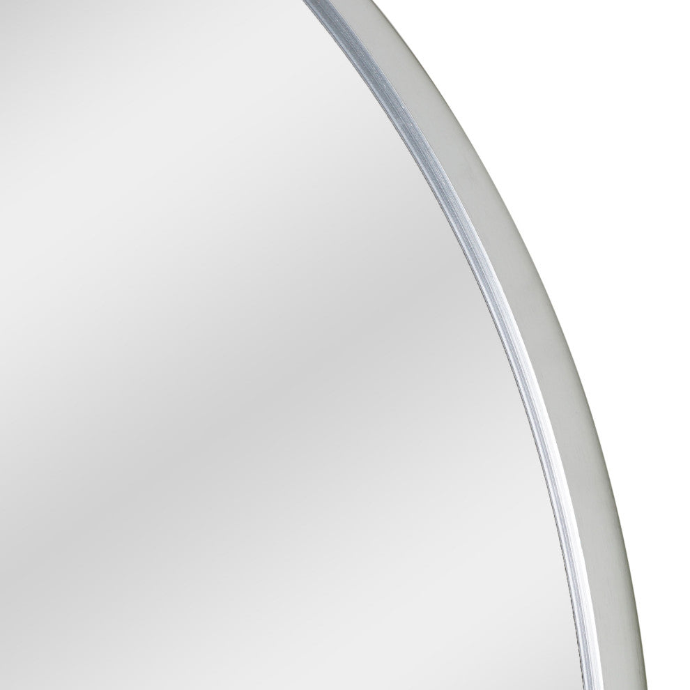 Silver Round Thin Metal Framed Decorative Hanging Mirror - 30 x 30