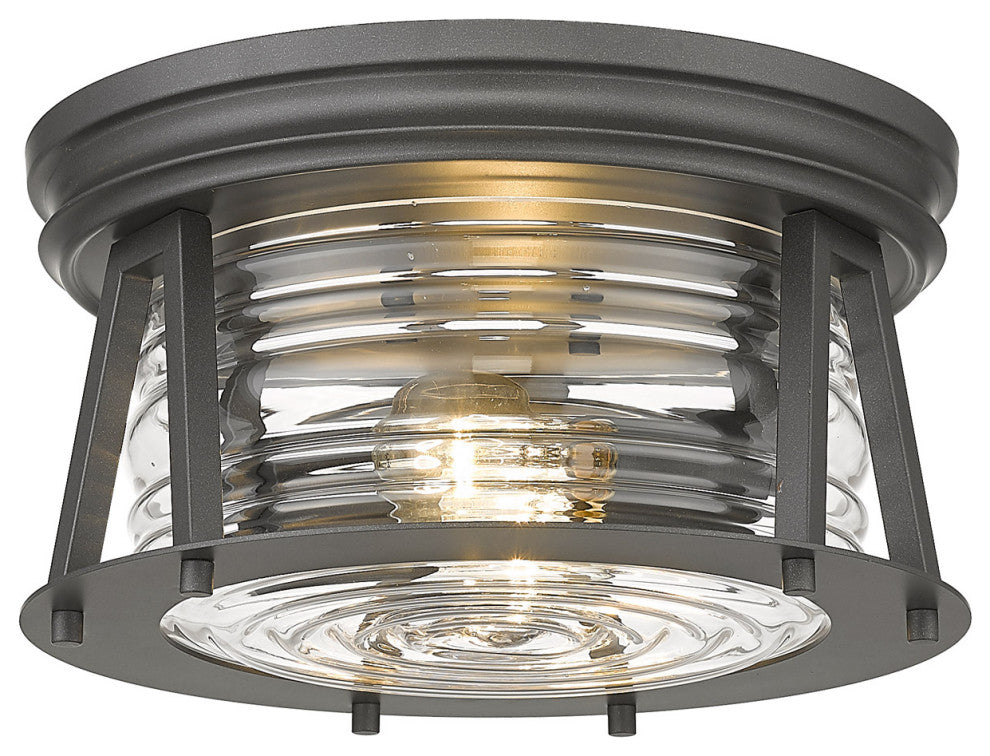 Zlite 491F2-BRZ 2-Light Flush Mount, Clear