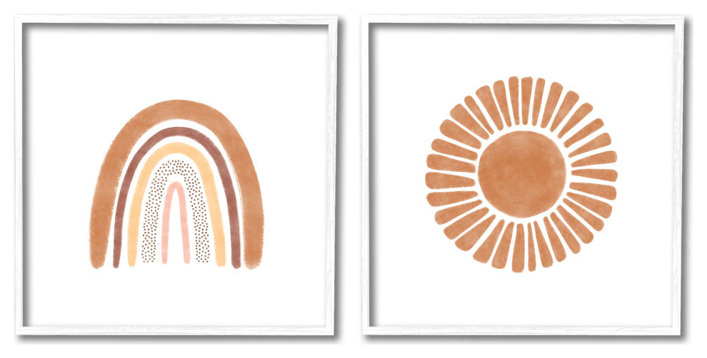 Cute Patterned Rainbow and Sun Boho Kids Doodle, 2pc, each 24 x 24