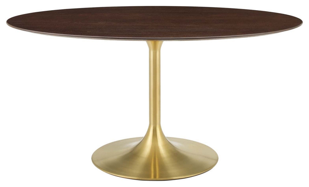 Lippa 60" Oval Wood Dining Table, Gold Cherry Walnut