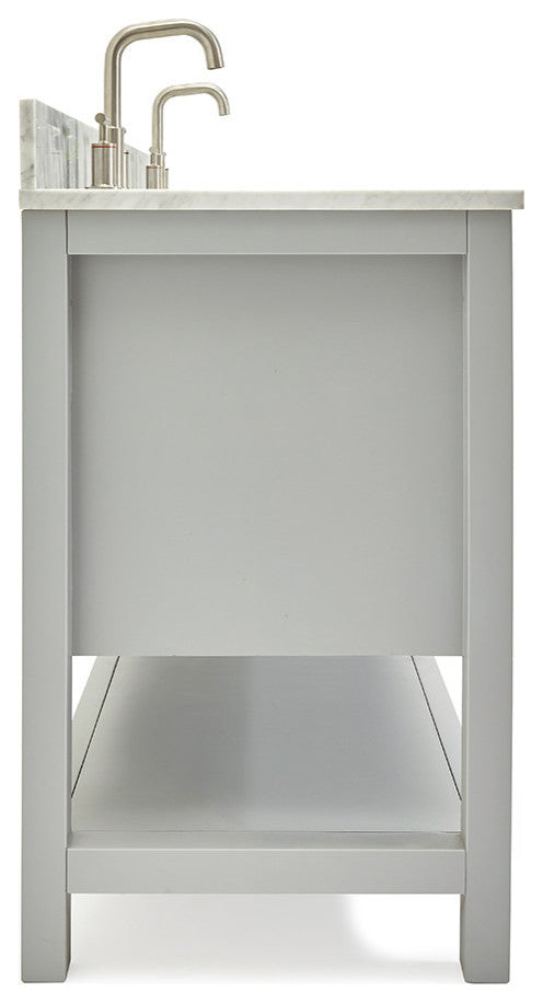 Magnolia 61" Oval Sinks Bath Vanity, 0.75" Carrara Marble