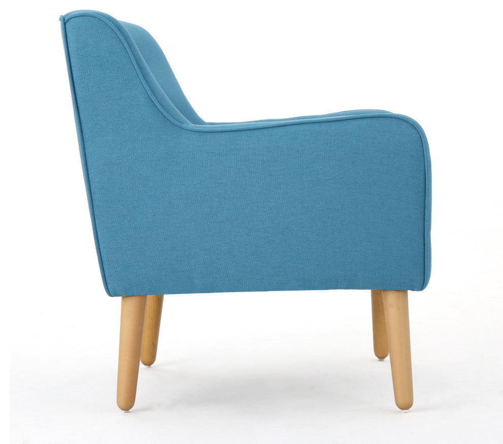 GDF Studio Fontinella Mid-Century Modern Fabric Tufted Arm Chair, Teal, Single