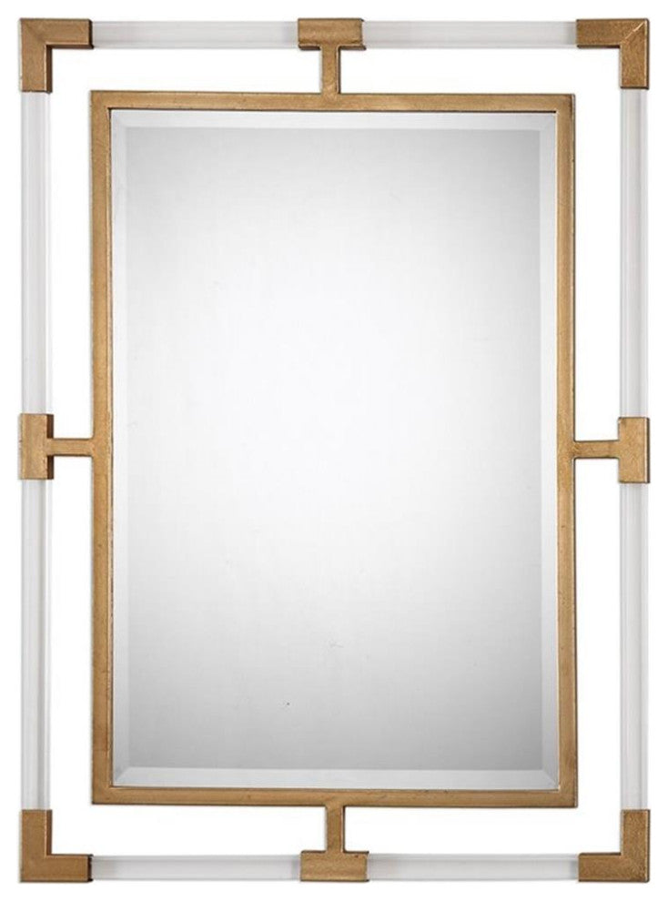 Maklaine Contemporary Decorative Glass Mirror in Gold