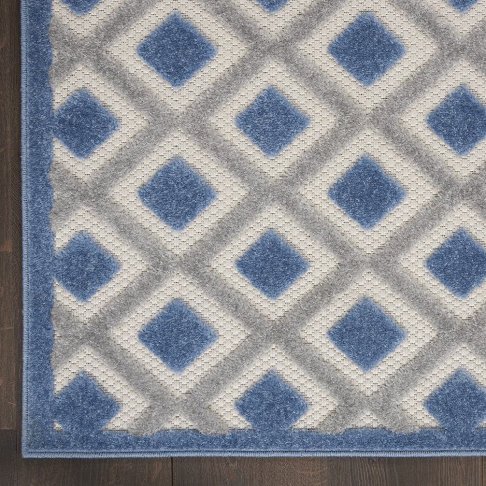 7 x 10 Blue and Gray Indoor Outdoor Area Rug