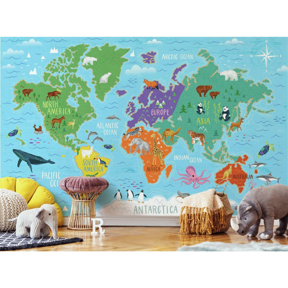 World Map Mural Peel & Stick Wallpaper