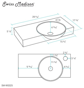 Chateau 30" Right Side Faucet Wall-Mount Bathroom Sink, Right-Side Faucet