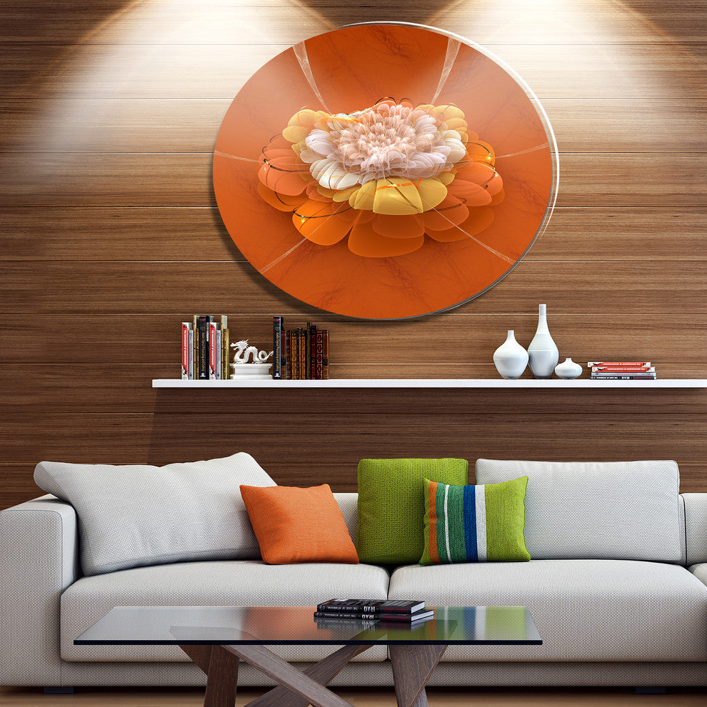 Yellow Blossom Fractal Flower, Flower Round Wall Art, 11"
